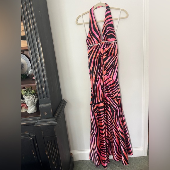 Jump Pink and Black Zebra Print Vintage Prom Dress - Picture 1 of 4